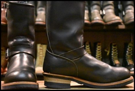 【8.5D 良品 PT91刺繍】レッドウィング 2268 エンジニア 黒 ブラッククローム スチールトゥ プルオン ブーツ redwing HOPESMORE