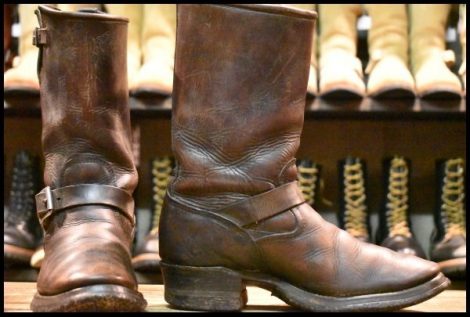 【8E 良品 縄タグ 40’S】Chippewa チペワ エンジニアブーツ ブラック プルオン ビンテージ ブーツ HOPESMORE