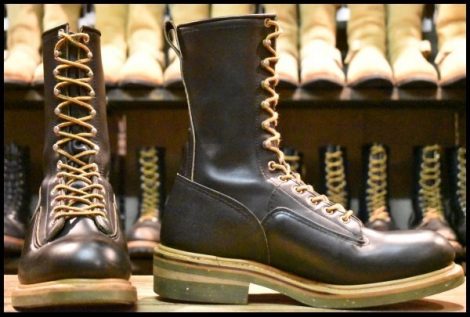 【8.5EE 箱付 良品 PT91プリント 95年】レッドウィング 4919 ロガー ブラック 緑ソール スチールトゥ 919 650 ブーツ redwing HOPESMORE