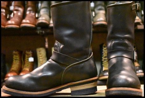 【8.5D 良品 PT91刺繍】レッドウィング 2268 エンジニア 黒 ブラッククローム スチールトゥ プルオン ブーツ redwing HOPESMORE