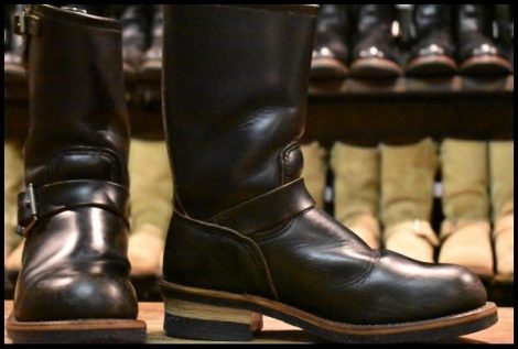 【7D 箱付 良品 PT91プリント】レッドウィング 2268 エンジニア ブラッククローム スチールトゥ プルオン ブーツ redwing HOPESMORE