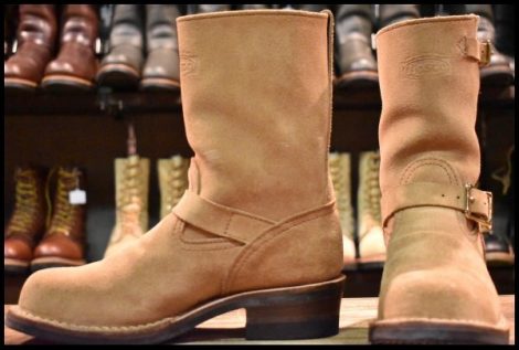 【8C 美品 12年】WESCO ウエスコ カスタムボス スエード エンジニア バーラップラフアウト ベージュ ビブラム430 BOSS ブーツ HOPESMORE