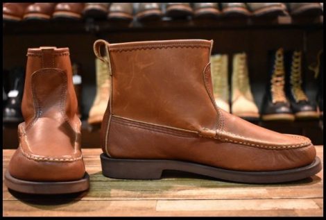 【9E 未使用】RUSSELL MOCCASIN ラッセルモカシン ノックアバウト ブラウン 赤茶 プルオン ブーツ HOPESMORE