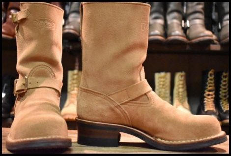 【8C 美品 12年】WESCO ウエスコ カスタムボス スエード エンジニア バーラップラフアウト ベージュ ビブラム430 BOSS ブーツ HOPESMORE