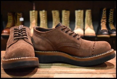 【8.5E 良品】WHITE’S ホワイツ オックスフォード メダリオントゥ ブラウンラフアウト ビブラム2021ハーフスリップ 茶 ブーツ HOPESMORE