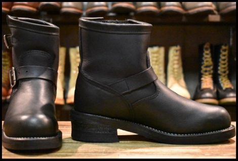 【8E 箱付 美品 黒タグ】Chippewa チペワ 1901M58 ショートエンジニア ブラック 黒 スチールトゥ ビブラム ブーツ HOPESMORE