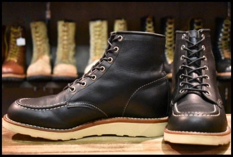 【8.5D 良品 黒タグ】Chippewa チペワ 90091 モックトゥブーツ ブラック 黒 6インチハイト 編み上げ レースアップ ブーツ HOPESMORE