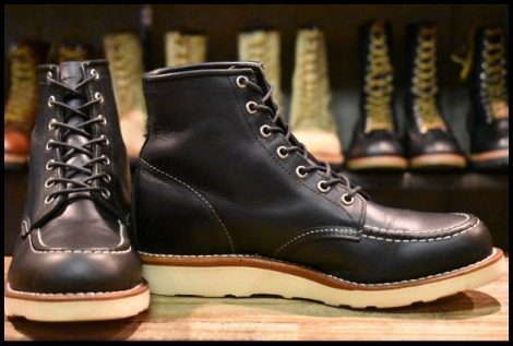 【8.5D 良品 黒タグ】Chippewa チペワ 90091 モックトゥブーツ ブラック 黒 6インチハイト 編み上げ レースアップ ブーツ HOPESMORE