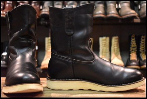 【8E 良品 羽タグ 97年】レッドウィング 8169 ペコス 黒 ブラッククローム プルオン クッションソール ブーツ redwing pecos HOPESMORE