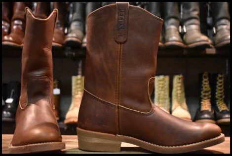 【10E 箱付 未使用 08年】レッドウィング 8159 ペコス 茶 ブラウン アンバー ハーネス プルオン ブーツ redwing pecos HOPESMORE