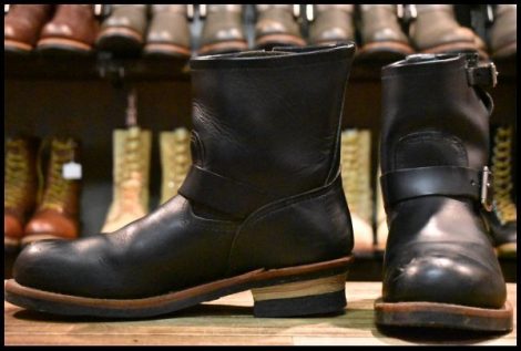 【9.5D 良品 11年】レッドウィング 2976 ショート エンジニア 黒 ブラッククローム スチールトゥ プルオン ブーツ redwing HOPESMORE