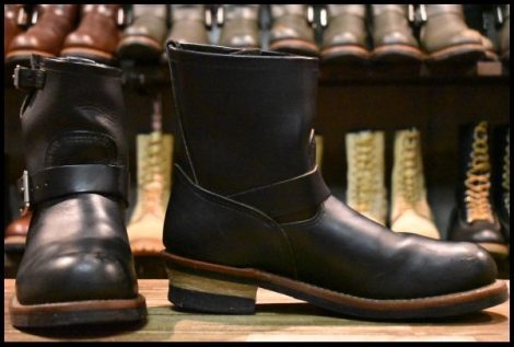 【9.5D 良品 11年】レッドウィング 2976 ショート エンジニア 黒 ブラッククローム スチールトゥ プルオン ブーツ redwing HOPESMORE