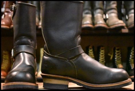 【8D 良品 PT91刺繍 98年】レッドウィング 2268 エンジニア 黒 ブラッククローム スチールトゥ プルオン ブーツ redwing HOPESMORE
