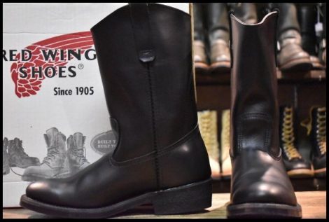 【7E 箱付 美品 06年】レッドウィング 8155 ペコス 黒 ブラッククローム プルオン ウエスタン ブーツ redwing pecos HOPESMORE