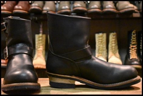 【9D 良品 07年】レッドウィング 8182 ショート エンジニア 黒 ブラック ハーネス スチールトゥ プルオン ブーツ redwing 2976 HOPESMORE