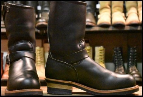 【8D 箱付 美品 PT91刺繍】レッドウィング 2268 エンジニア 黒 ブラッククローム スチールトゥ ブーツ redwing HOPESMORE
