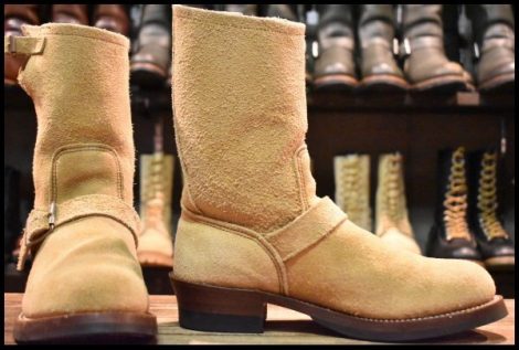 【8.5D 良品 PT91刺繍 カスタム】レッドウィング 8268 スエード エンジニア タン ラフアウト スチールトゥ ブーツ redwing HOPESMORE