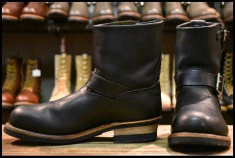 【9D 良品 07年】レッドウィング 8182 ショート エンジニア 黒 ブラック ハーネス スチールトゥ プルオン ブーツ redwing 2976 HOPESMORE