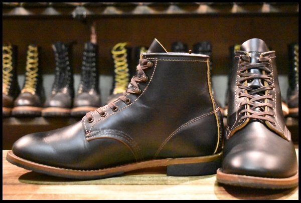 【9.5D 美品 24年】レッドウィング 9060 ベックマン ブラッククローンダイク 黒 茶芯 フラットボックス ブーツ redwing HOPESMORE