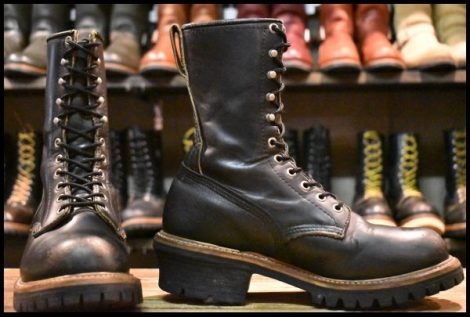 【7.5D 良品 旧羽タグ 92年11月刻印】レッドウィング 699 ロガー 黒 ブラッククローム ロング レースアップ ブーツ redwing HOPESMORE