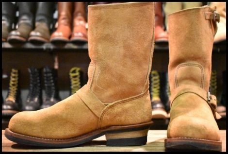 【10D 良品 19年】レッドウィング 9269 スエード エンジニア タン ブルハイド ラフアウト ベージュ プルオン ブーツ redwing HOPESMORE