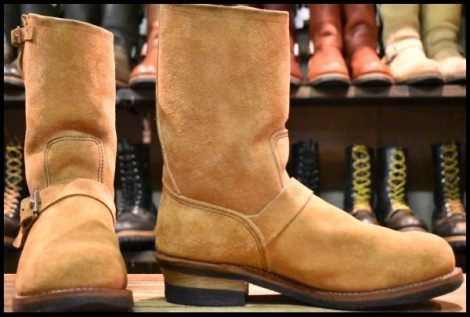 【10D 良品 19年】レッドウィング 9269 スエード エンジニア タン ブルハイド ラフアウト ベージュ プルオン ブーツ redwing HOPESMORE