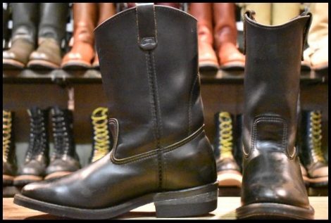【7.5E 良品 旧羽タグ 93年】レッドウィング 8155 ペコス 黒 ブラッククローム プルオン ブーツ redwing pecos HOPESMORE