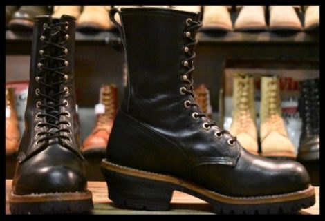 【7.5D 良品 07年】レッドウィング 2218 ロガー 黒 ブラッククローム レースアップ ロング ブーツ redwing HOPESMORE