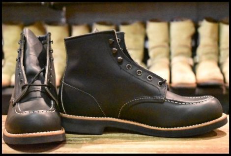 【8.5D 箱付 未使用 12年】レッドウィング 9213 アイリッシュセッター 黒 ブラック オイルドレザー モックトゥ ブーツ redwing HOPESMORE