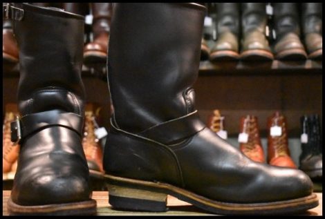 【8EE 良品 PT99刺繍】レッドウィング 2268 エンジニア 黒 ブラッククローム スチールトゥ プルオン ブーツ redwing HOPESMORE