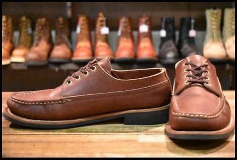 【9EE 良品】RUSSELL MOCCASIN ラッセルモカシン フィッシングオックスフォード ブラウン シングル ブーツ HOPESMORE