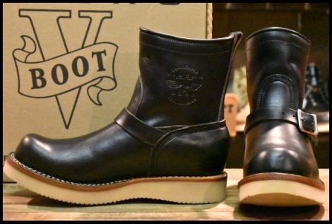 【8M 箱付 美品】VIBERG×チャレンジャー ヴァイバー ショートシフトエンジニア ブラック クロムエクセル 黒 ヴィバーグ ブーツ HOPESMORE