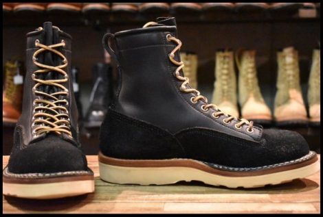 【8D 美品】WHITE’S ホワイツ ノースウエストLTT 黒スエード×黒 ブラック ラフアウト ビブラム4014ハーフスリップ ブーツ HOPESMORE