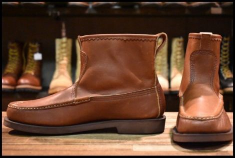 【9E 未使用】RUSSELL MOCCASIN ラッセルモカシン ノックアバウト ブラウン 赤茶 プルオン ブーツ HOPESMORE