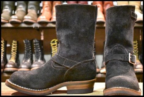 【7.5E 良品 14年】WESCO ウエスコ カスタムボス 黒スエード ブラックラフアウト ビブラム430 エンジニア ブーツ BOSS HOPESMORE