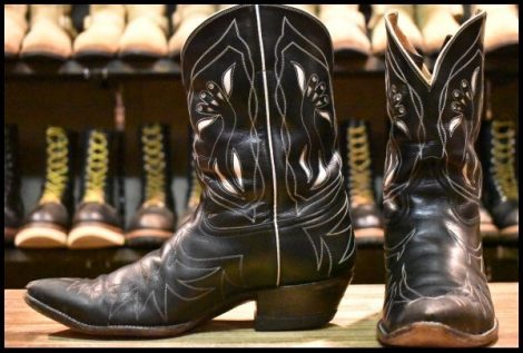 【7? 良品】ROCKETBUSTER BOOTS ウエスタンブーツ ブラック 黒 プルオン ローパー ビンテージ リオス ルケーシー HOPESMORE