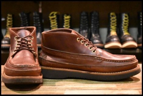 【7.5E 良品】RUSSELLMOCCASIN ラッセルモカシン スポーティングクレーチャッカ ダブルモカシン ダブルバンプ ブラウン ブーツ HOPESMORE