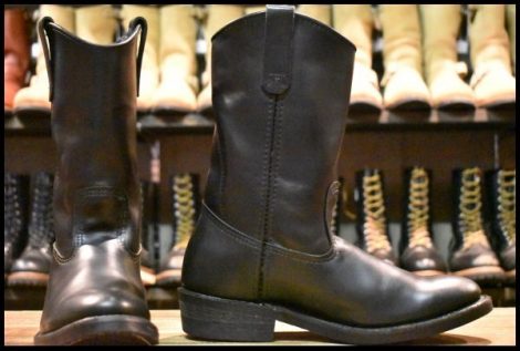 【8E 良品 07年】レッドウィング 8155 ペコス 黒 ブラッククローム プルオン ブーツ redwing pecos HOPESMORE