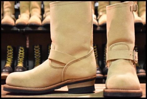 【7D 美品 11年】レッドウィング 8268 スエード エンジニア ラフアウト スチールトゥ ベージュ ブーツ redwing HOPESMORE