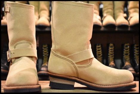 【7D 美品 11年】レッドウィング 8268 スエード エンジニア ラフアウト スチールトゥ ベージュ ブーツ redwing HOPESMORE