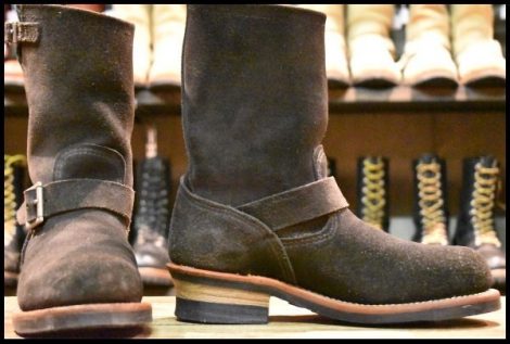 【7D 良品 10年】レッドウィング 8274 黒スエード エンジニア ブラック ラフアウト スチールトゥ プルオン ブーツ redwing HOPESMORE