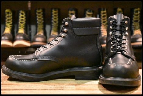 【8.5E 美品 23年】レッドウィング 8133 スーパーソール 黒 ブラッククローム モックトゥ 編み上げ ブーツ redwing HOPESMORE