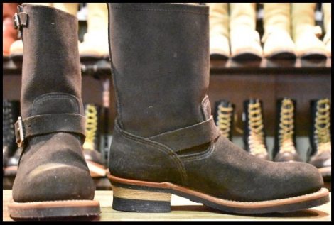 【9D 良品 10年】レッドウィング 8274 黒スエード エンジニア ブラック ラフアウト スチールトゥ プルオン ブーツ redwing HOPESMORE