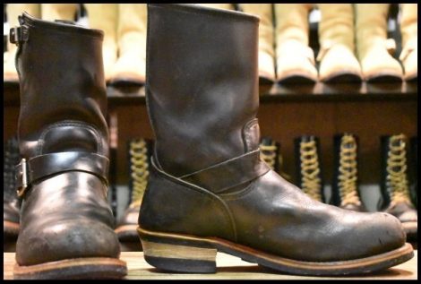 【9D 中古 PT99プリント 旧シルエット 04年】レッドウィング 2268 エンジニア 黒 ブラッククローム ブーツ redwing HOPESMORE