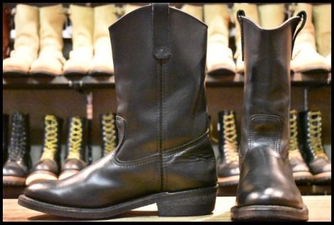 【9E? 良品】レッドウィング 8155 ペコス 黒 ブラッククローム プルオン ブーツ redwing pecos HOPESMORE