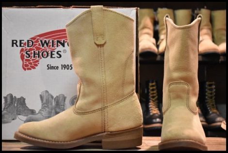 【7.5E 箱付 美品 08年】レッドウィング 8156 スエード ペコス ベージュ ホーソーン アビレーンラフアウト ブーツ redwing pecos HOPESMORE