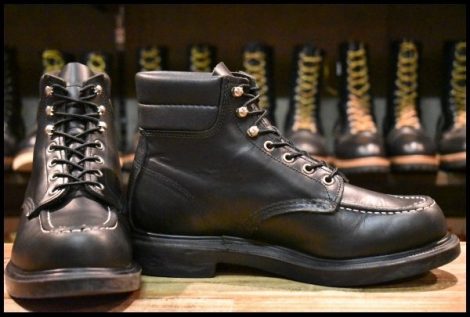 【8.5E 美品 23年】レッドウィング 8133 スーパーソール 黒 ブラッククローム モックトゥ 編み上げ ブーツ redwing HOPESMORE