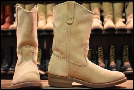 【7.5E 箱付 美品 08年】レッドウィング 8156 スエード ペコス ベージュ ホーソーン アビレーンラフアウト ブーツ redwing pecos HOPESMORE