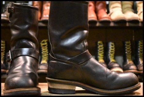 【7D 中古 PT91プリント】レッドウィング 2268 エンジニア ブラッククローム スチールトゥ プルオン ブーツ redwing HOPESMORE