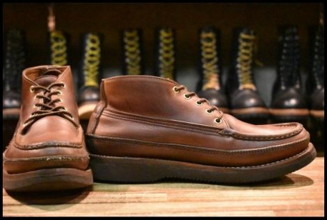 【8E 良品】RUSSELL MOCCASIN ラッセルモカシン スポーティングクレーチャッカ ダークブラウン×ブラウン ダブルモカシン HOPESMORE